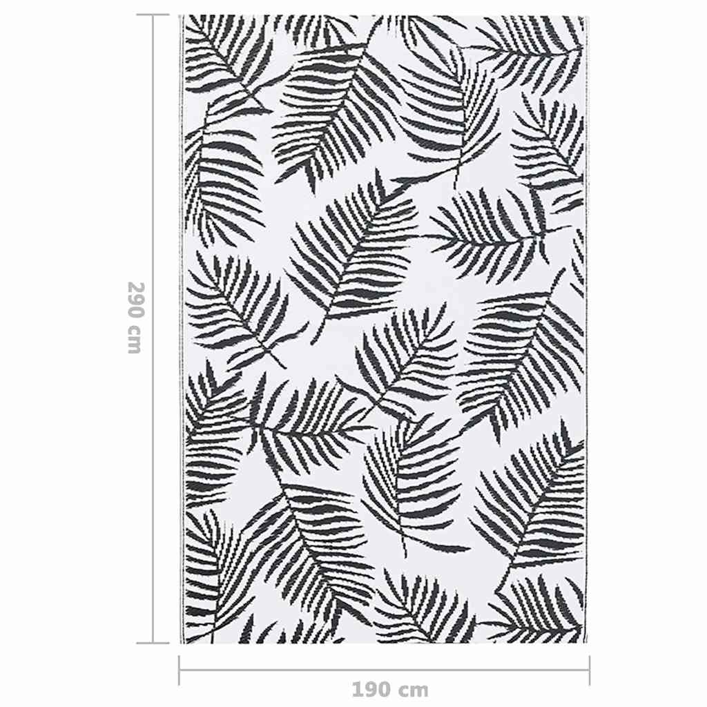 310427 vidaXL Outdoor Carpet ARAKIL White and Black 190x290 cm PP