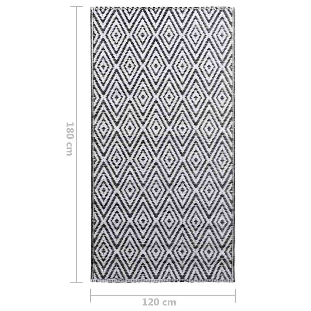 310429 vidaXL Outdoor Carpet ARAKIL White and Black 120x180 cm PP