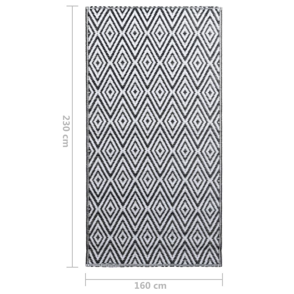 310430 vidaXL Outdoor Carpet ARAKIL White and Black 160x230 cm PP