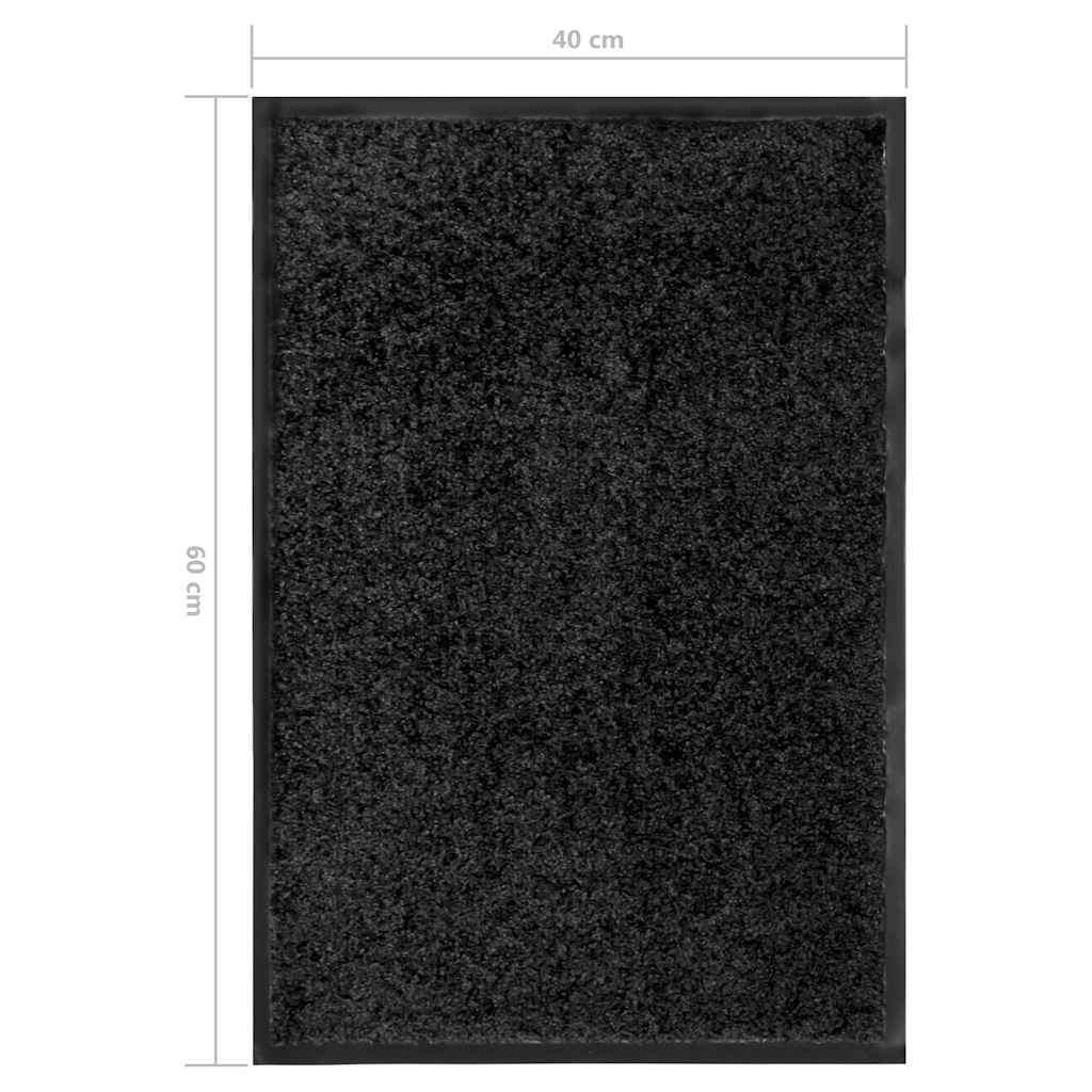 323409 vidaXL Doormat Washable Black 40x60 cm