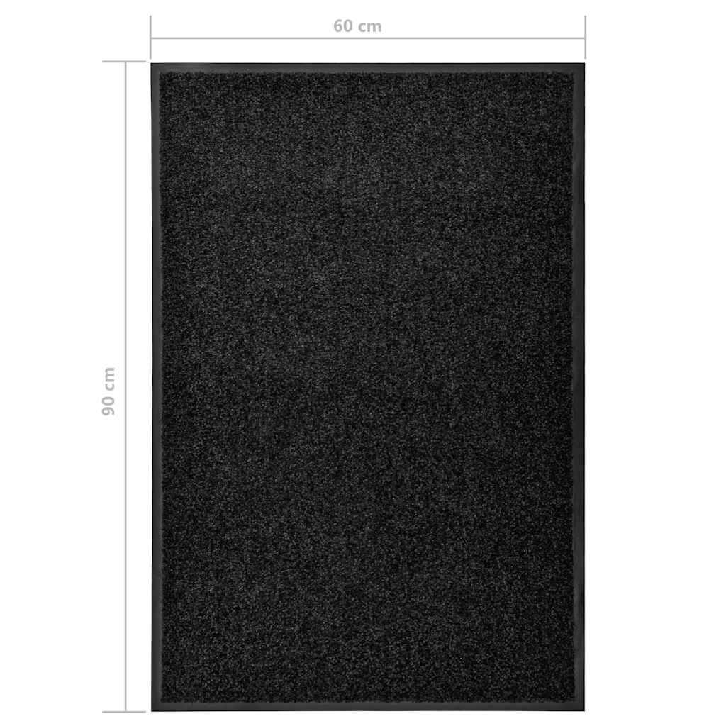 323410 vidaXL Doormat Washable Black 60x90 cm