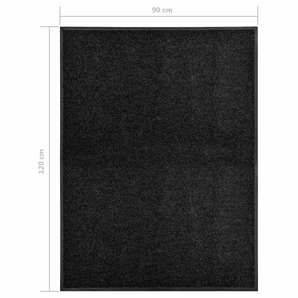 323412 vidaXL Doormat Washable Black 90x120 cm