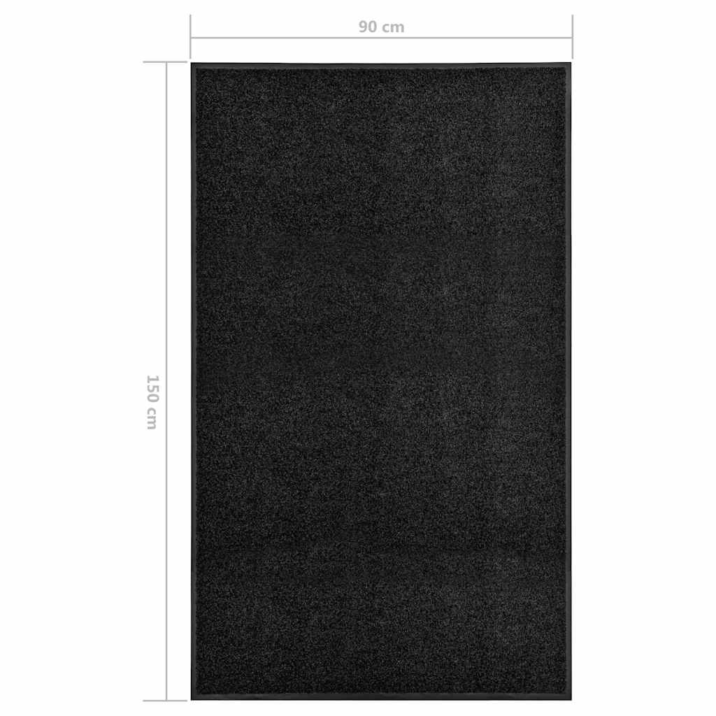323413 vidaXL Doormat Washable Black 90x150 cm