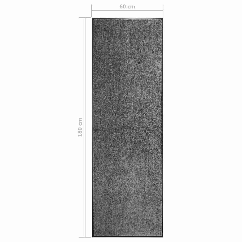 323417 vidaXL Doormat Washable Anthracite 60x180 cm
