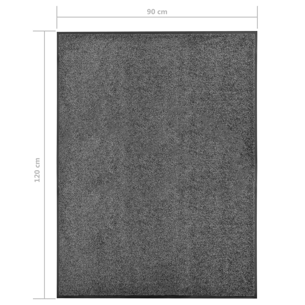 323418 vidaXL Doormat Washable Anthracite 90x120 cm