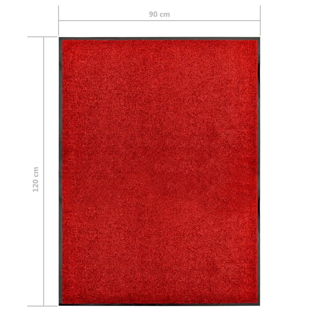 323424 vidaXL Doormat Washable Red 90x120 cm