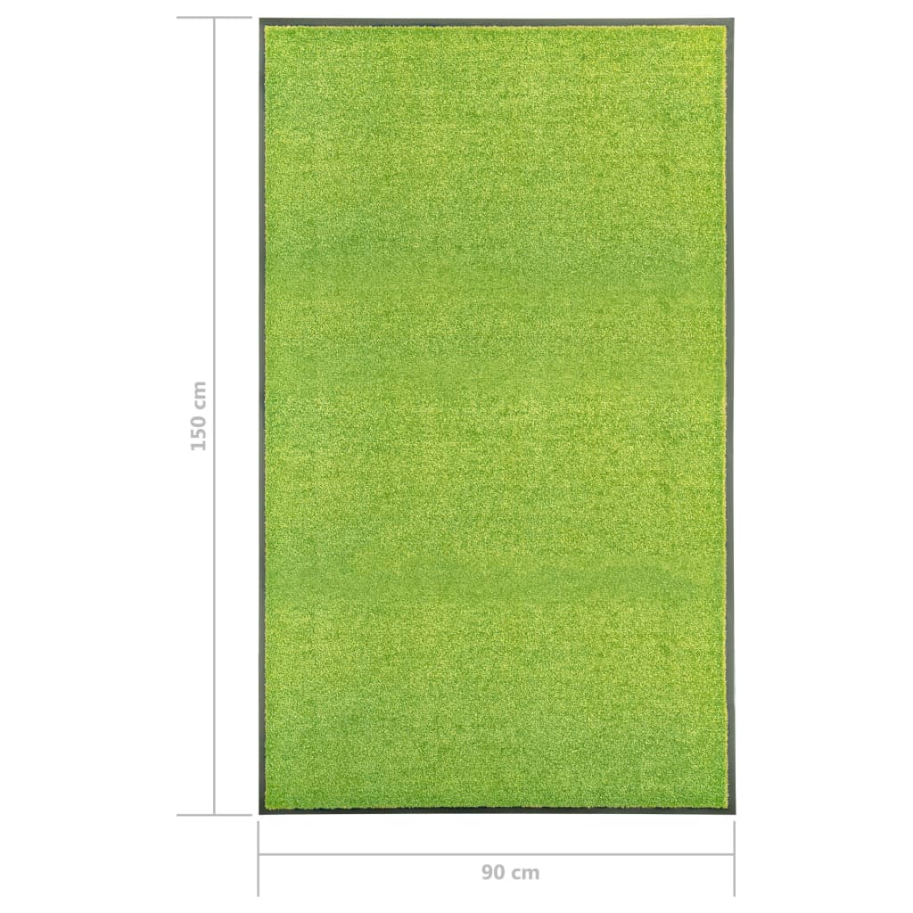 323431 vidaXL Doormat Washable Green 90x150 cm