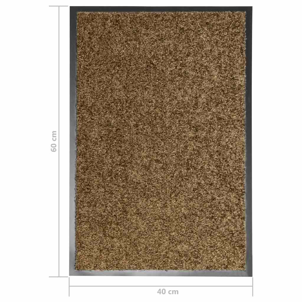 323433 vidaXL Doormat Washable Brown 40x60 cm