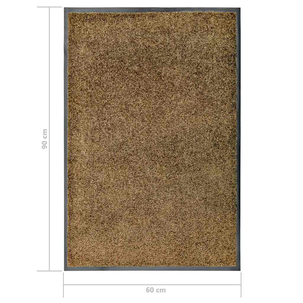 323434 vidaXL Doormat Washable Brown 60x90 cm