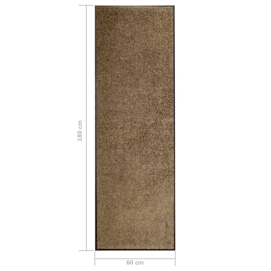 323435 vidaXL Doormat Washable Brown 60x180 cm