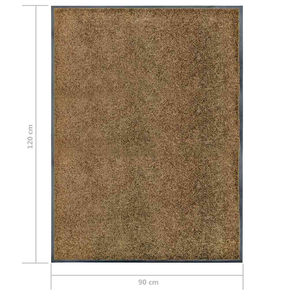 323436 vidaXL Doormat Washable Brown 90x120 cm