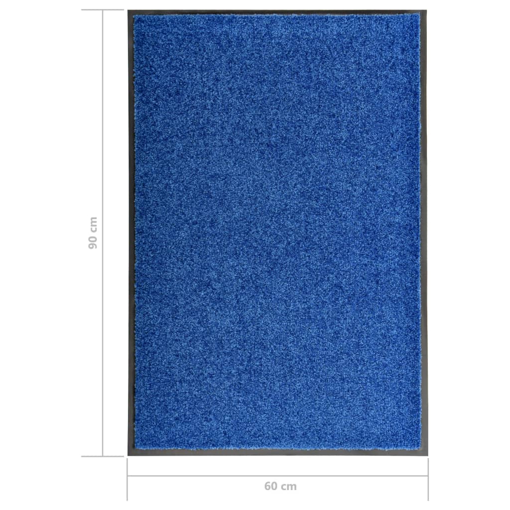 323440 vidaXL Doormat Washable Blue 60x90 cm