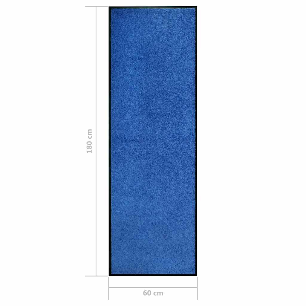 323441 vidaXL Doormat Washable Blue 60x180 cm