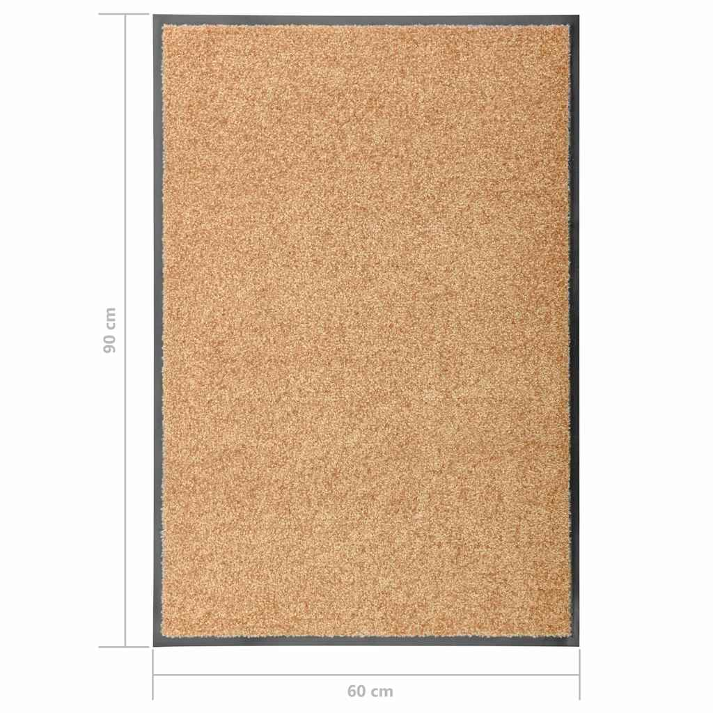 323464 vidaXL Doormat Washable Cream 60x90 cm
