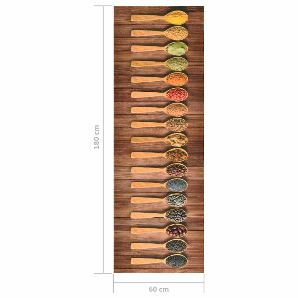 323478 vidaXL Kitchen Floor Mat Washable Spoon 60x180 cm