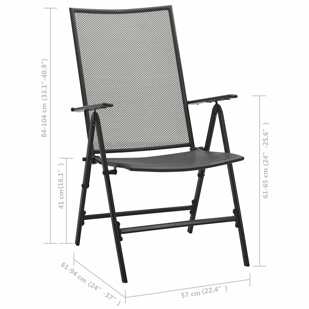 Mesh Folding Chairs 4 pcs Steel Anthracite