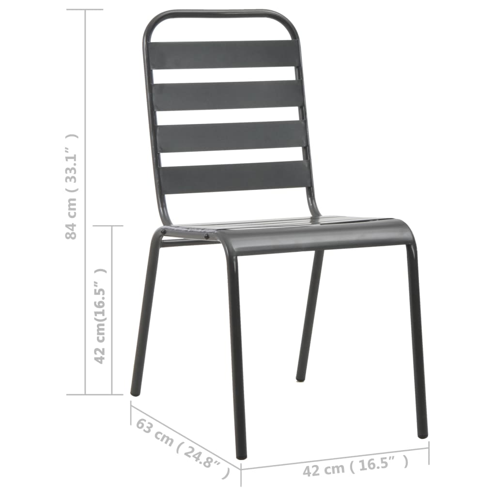Outdoor Chair | Set of 4 | Dark Grey | E-coated Steel | Standard