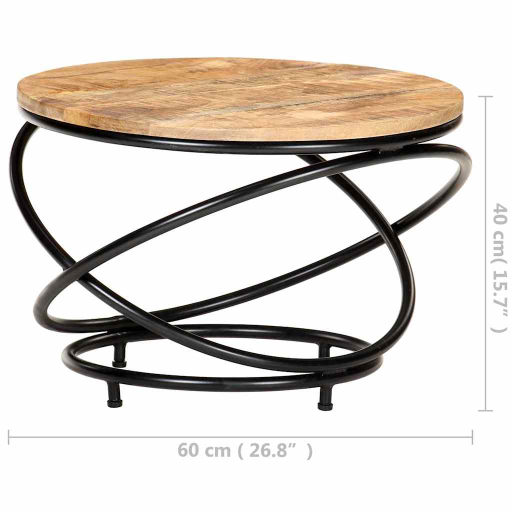 Coffee Table Black 60x60x40 cm Solid Rough Mango Wood