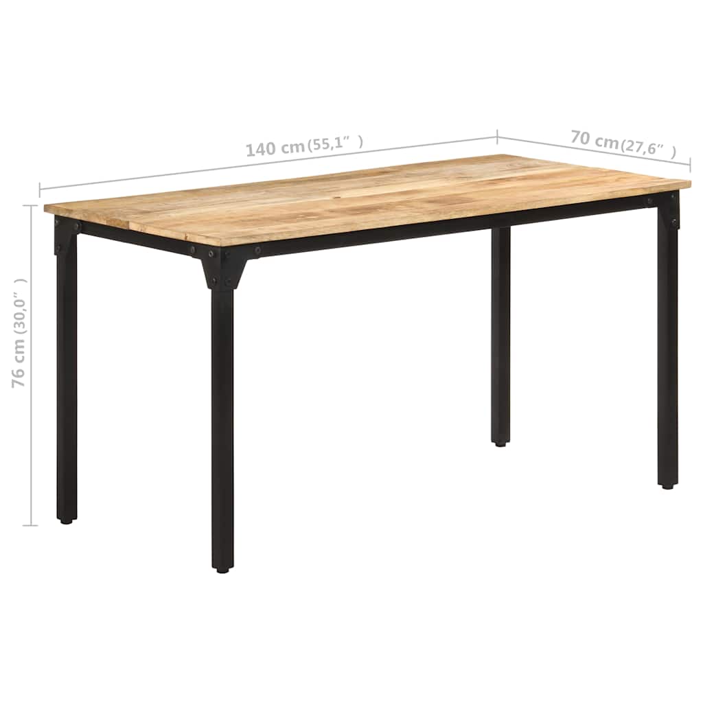 321973 vidaXL Dining Table 140x70x76 cm Rough Mango Wood