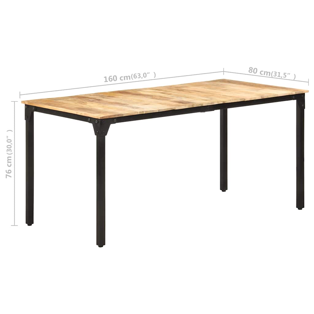 321974 vidaXL Dining Table 160x80x76 cm Rough Mango Wood