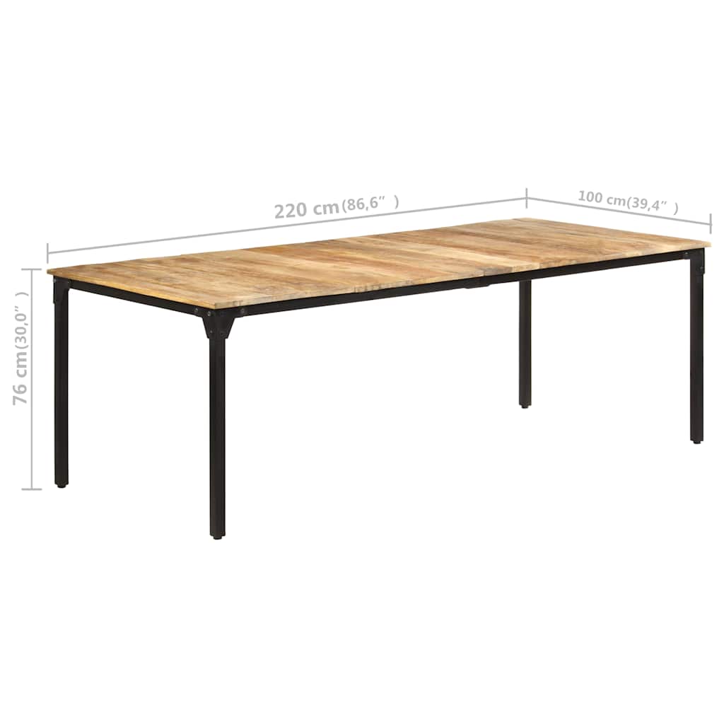 321977 vidaXL Dining Table 220x100x76 cm Rough Mango Wood