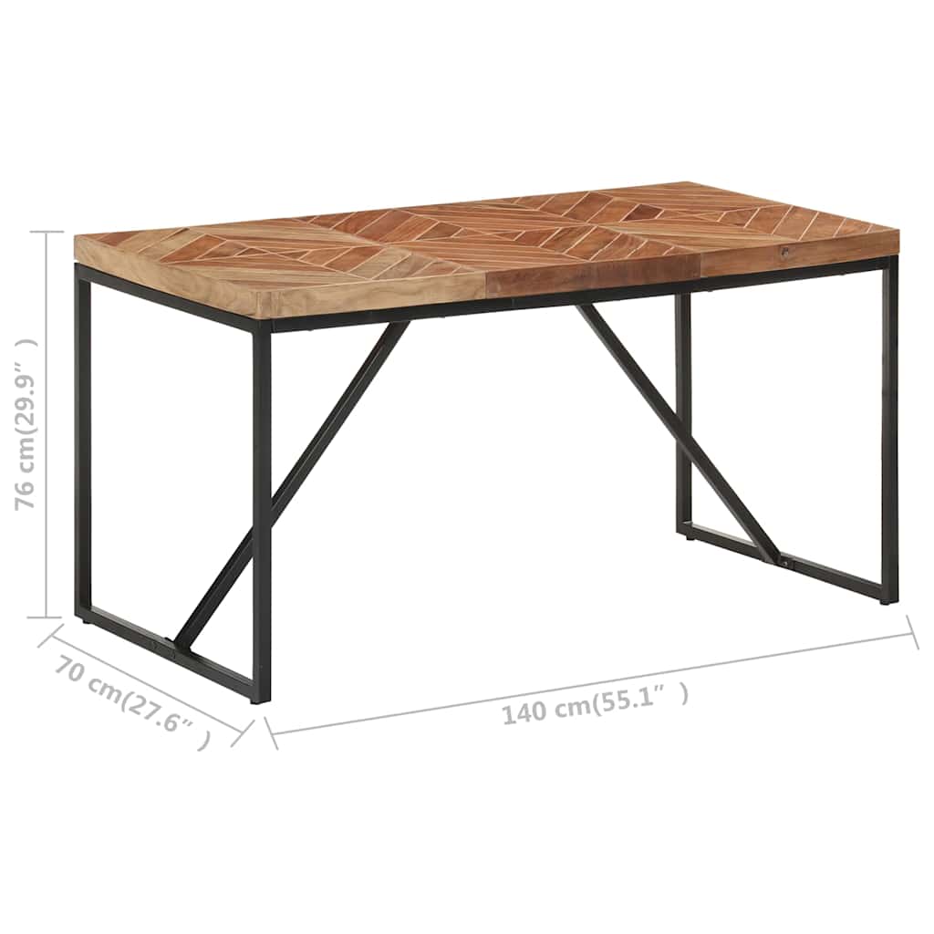 323548 vidaXL Dining Table 140x70x76 cm Solid Acacia and Mango Wood