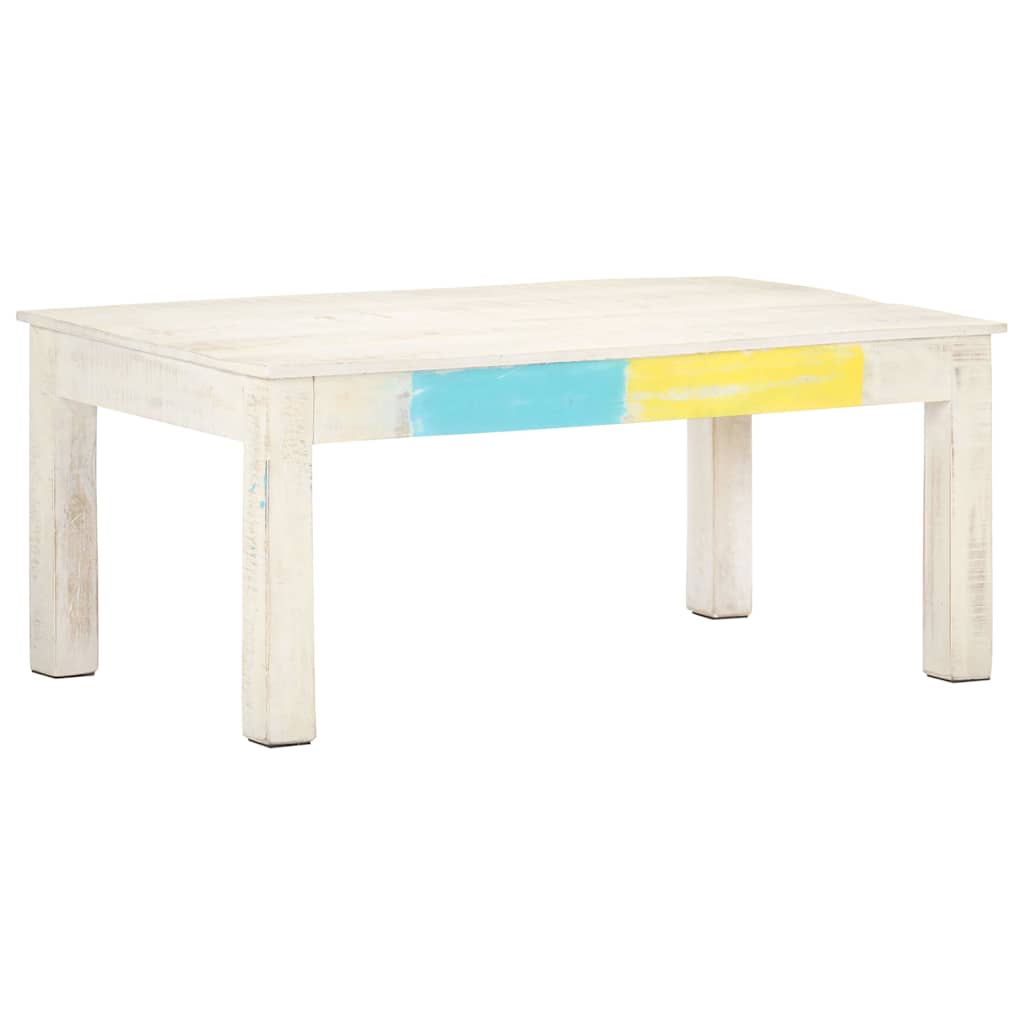 323555 vidaXL Coffee Table White 110x60x45 cm Solid Mango Wood