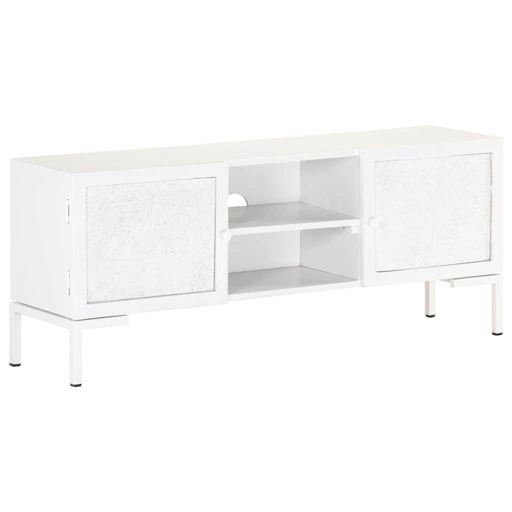 323580 vidaXL TV Cabinet White 115x30x46 cm Solid Mango Wood