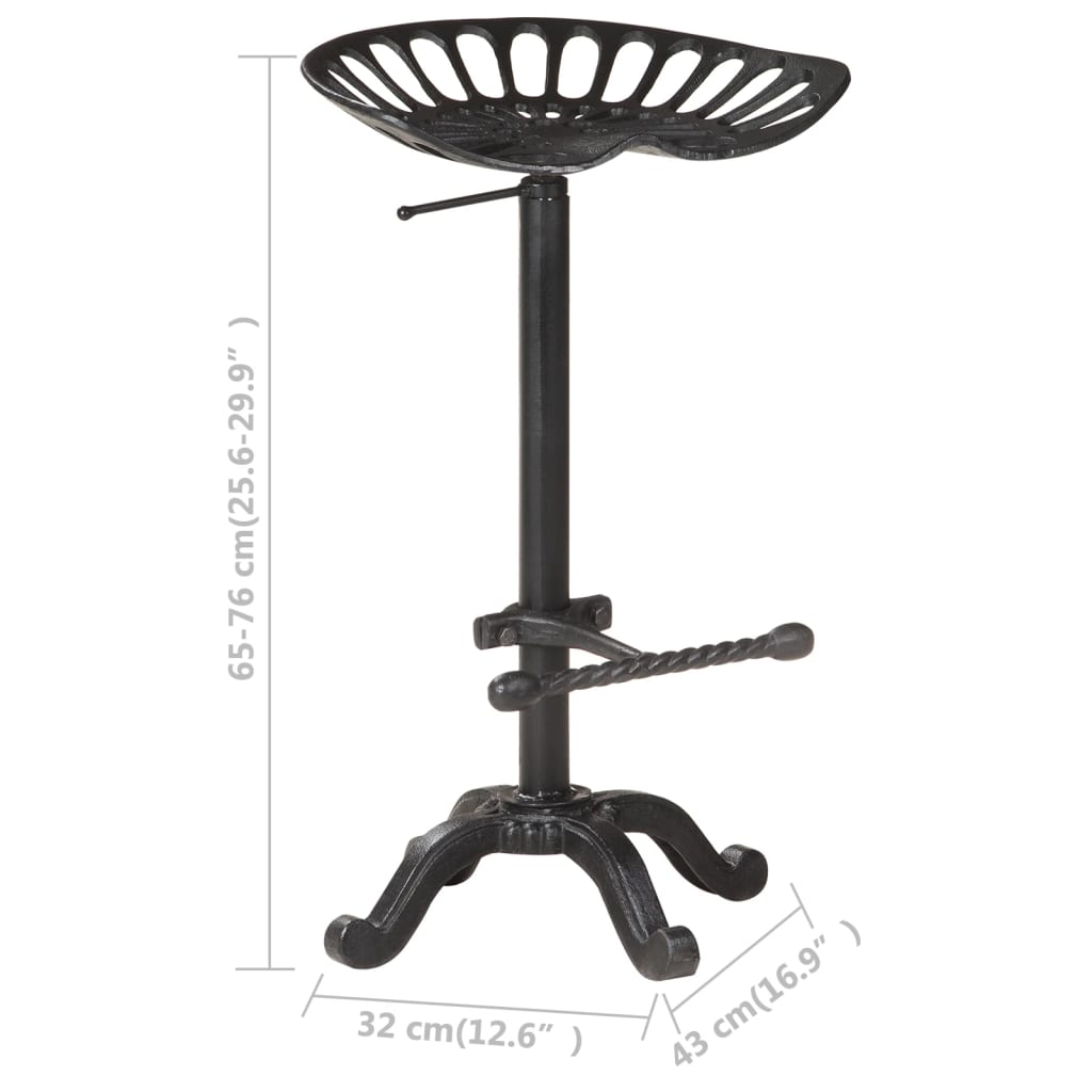 321044 vidaXL Bar Stool Black Cast Iron