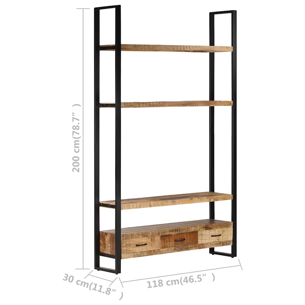 321052 vidaXL Bookshelf 118x30x200 cm Solid Rough Mango Wood