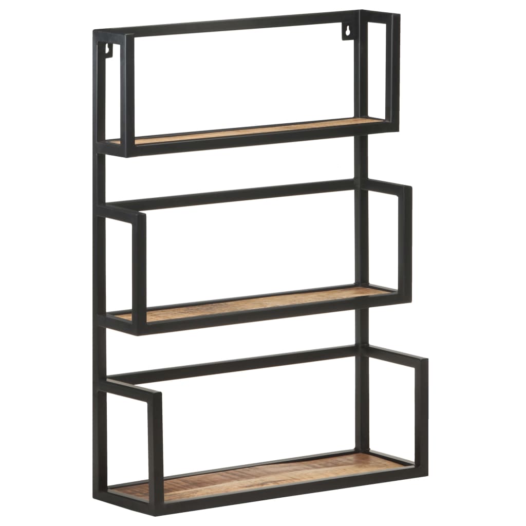 Wall Shelf 60x20x85 cm Rough Mango Wood