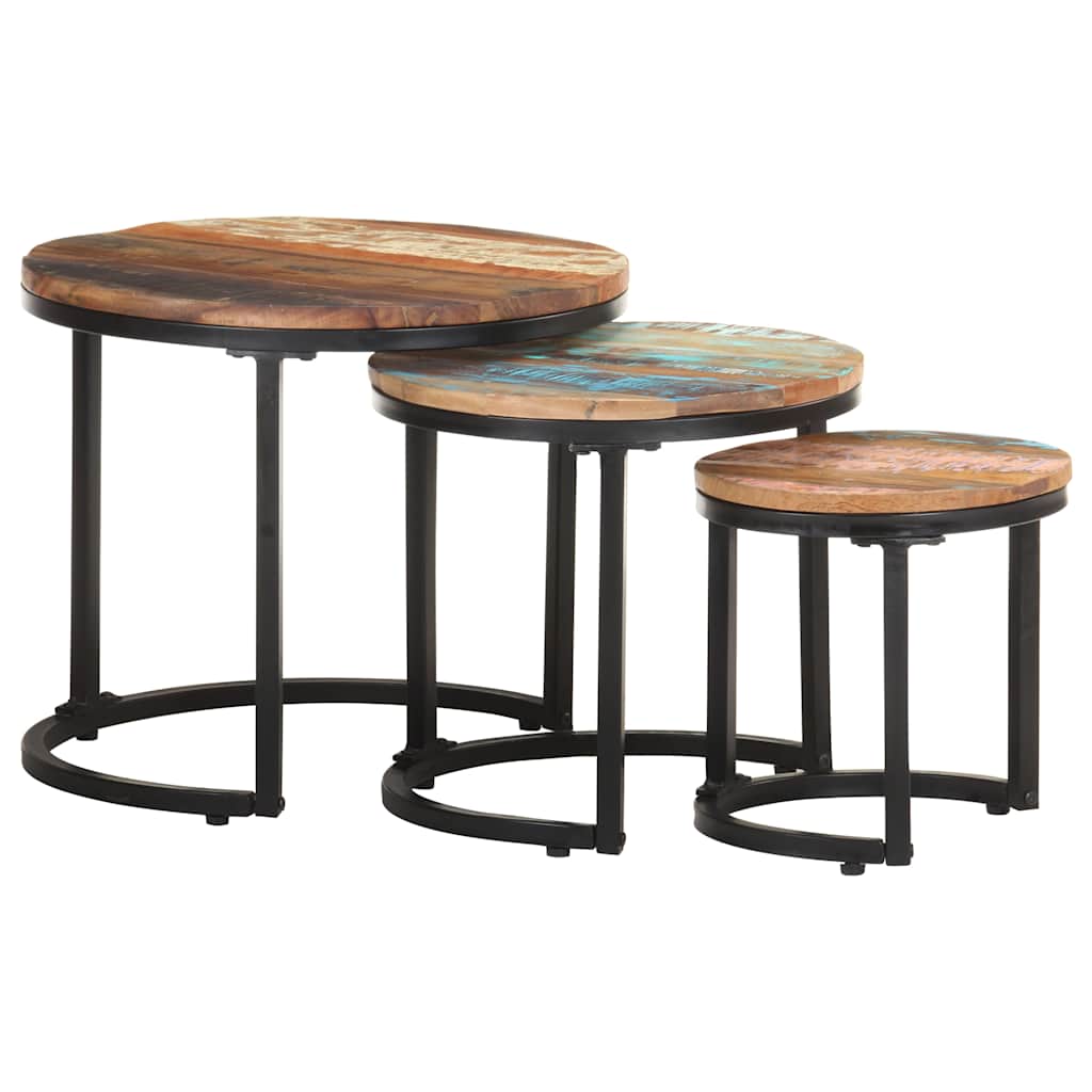 320688 vidaXL Side Tables 3 pcs Solid Reclaimed Wood