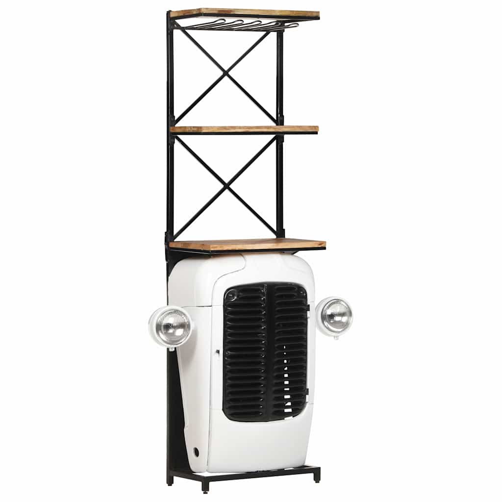 320487 vidaXL Tractor Wine Cabinet White 49x31x172 cm Rough Mango Wood