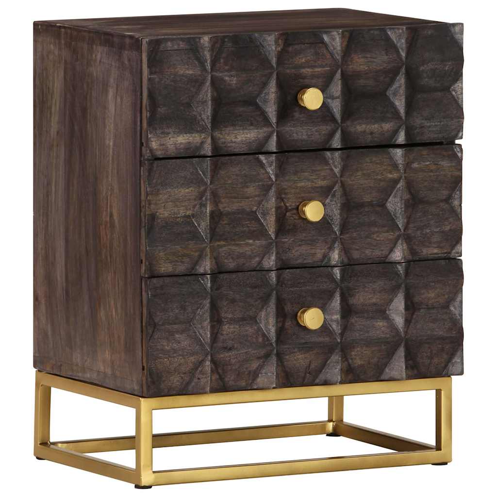 320813 vidaXL Bed Cabinet Black 40x30x50 cm Solid Mango Wood