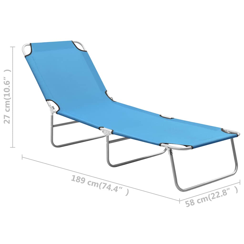 310329 vidaXL Folding Sun Lounger Steel and Fabric Turquoise Blue