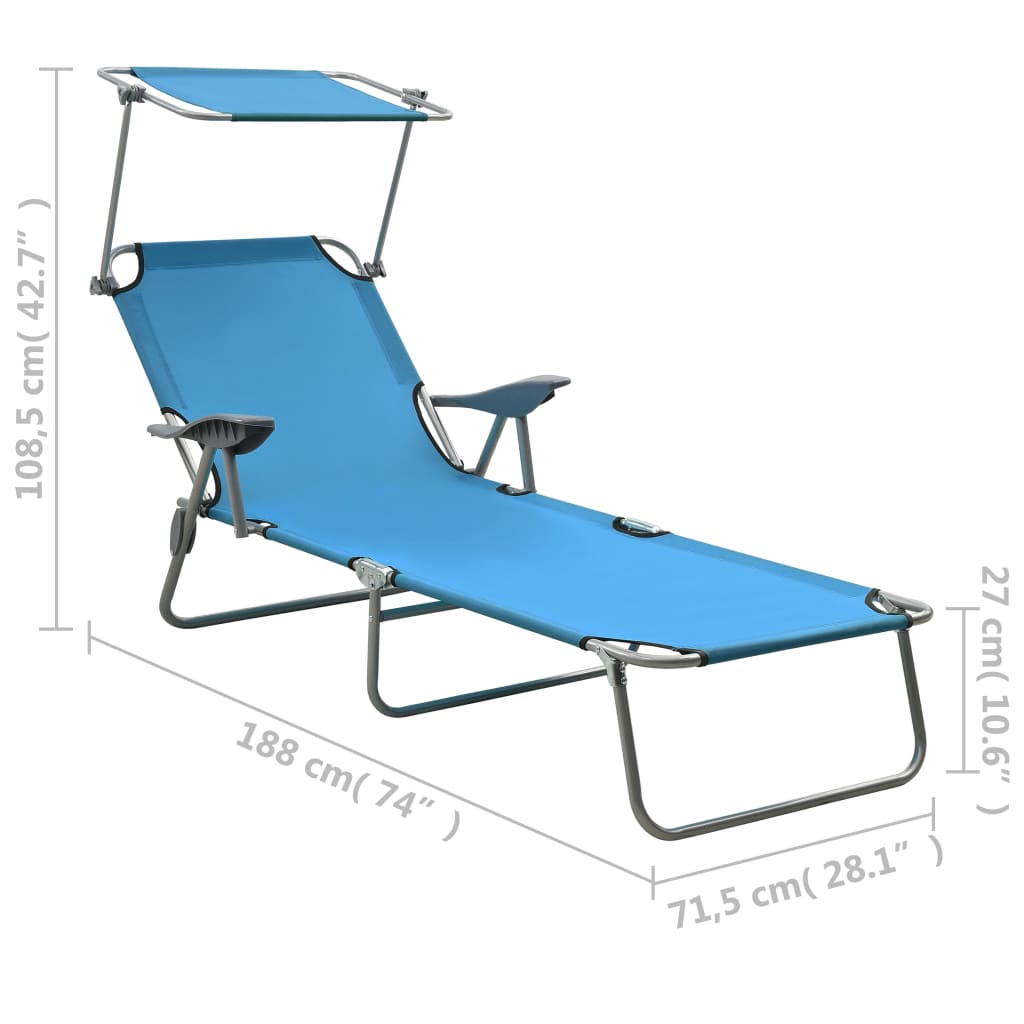 Outdoor Sunbed | Blue | Powder-coated steel, fabric | Standard | Foldable