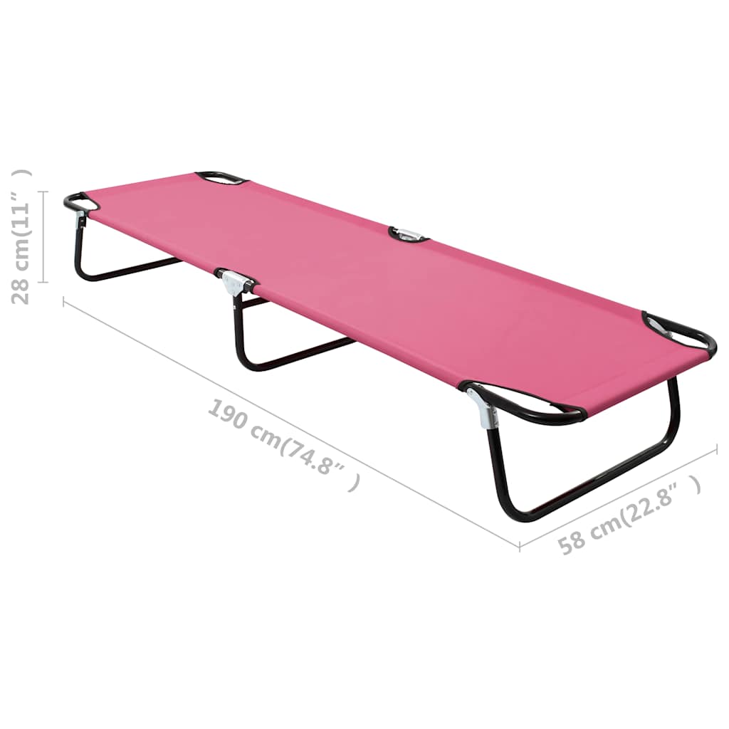 310349 vidaXL Folding Sun Lounger Steel Pink