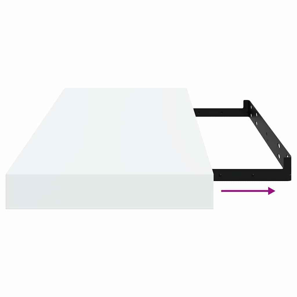 Floating Wall Shelves 2 pcs High Gloss White 60x23,5x3,8 cm MDF