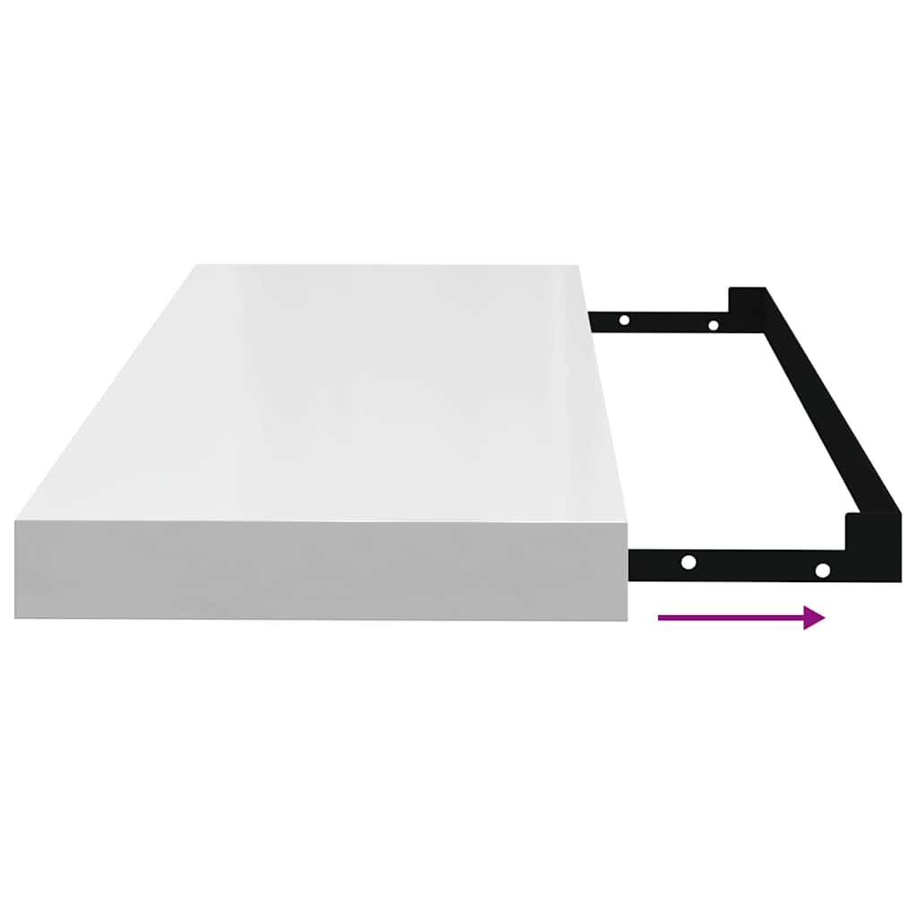 Floating Wall Shelves 4 pcs High Gloss White 60x23,5x3,8 cm MDF