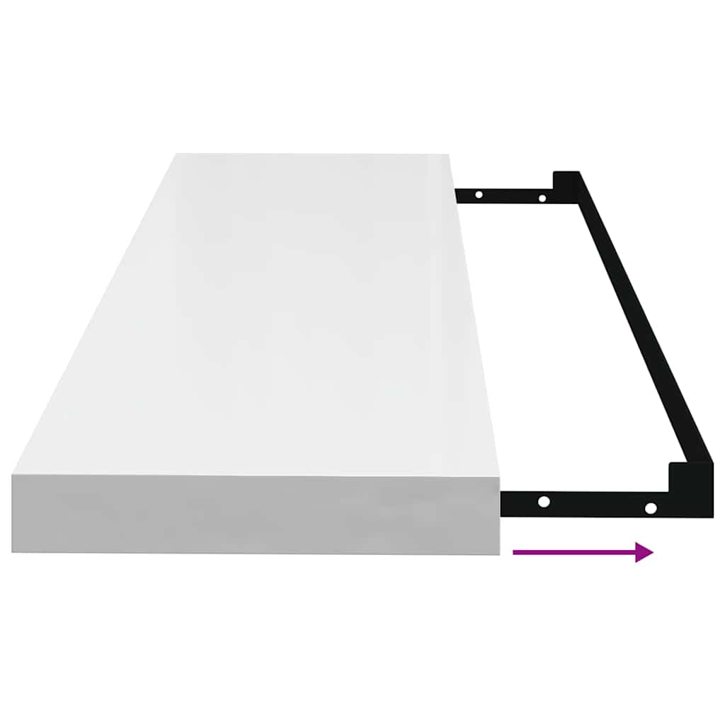 Floating Wall Shelves 4 pcs High Gloss White 80x23,5x3,8 cm MDF
