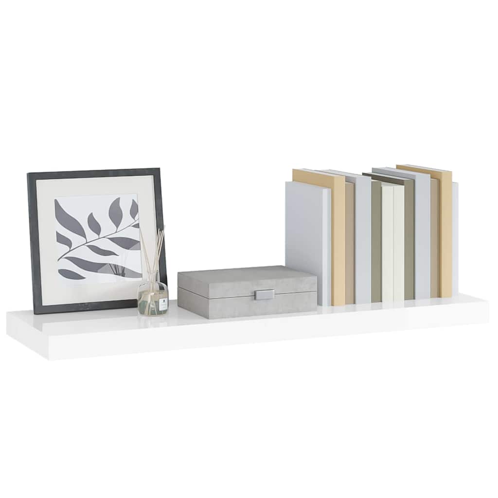 Floating Wall Shelf High Gloss White 90x23,5x3,8 cm MDF