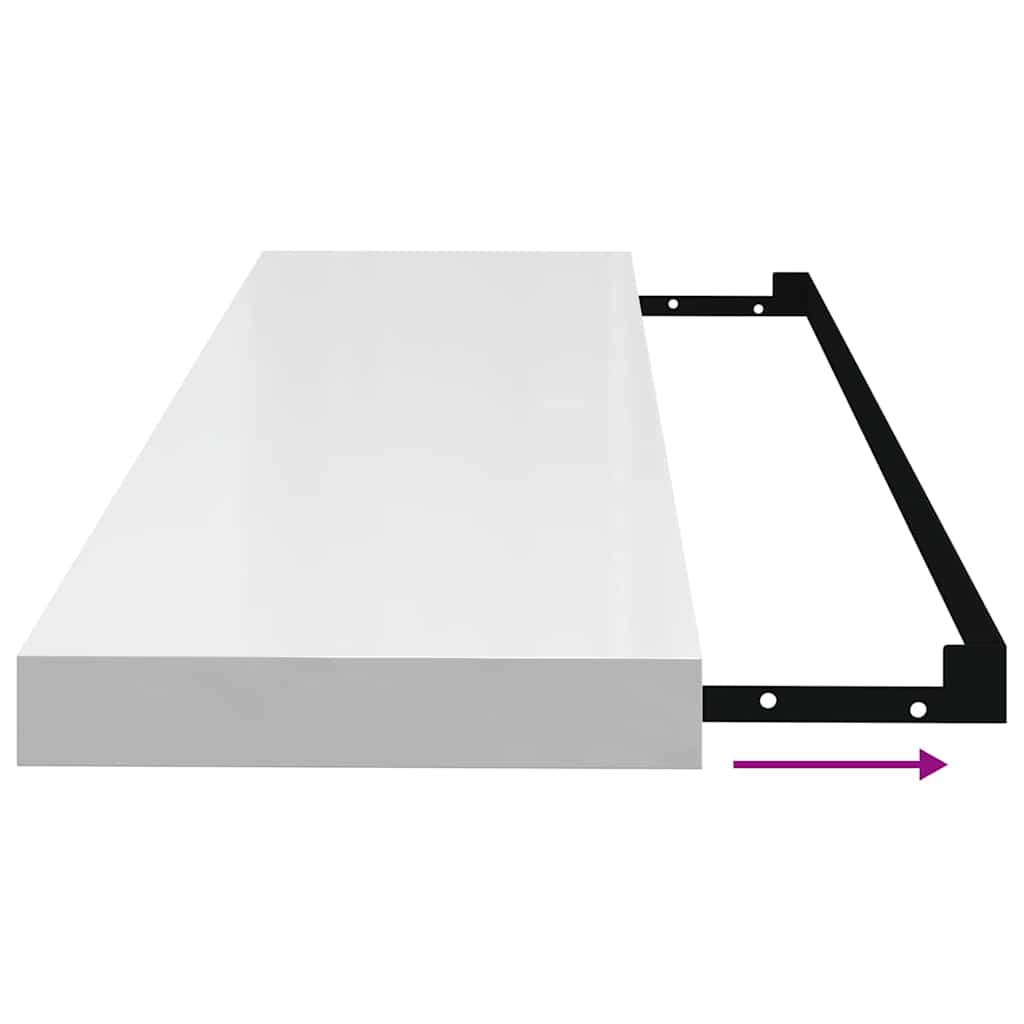 Floating Wall Shelves 2 pcs High Gloss White 90x23,5x3,8 cm MDF