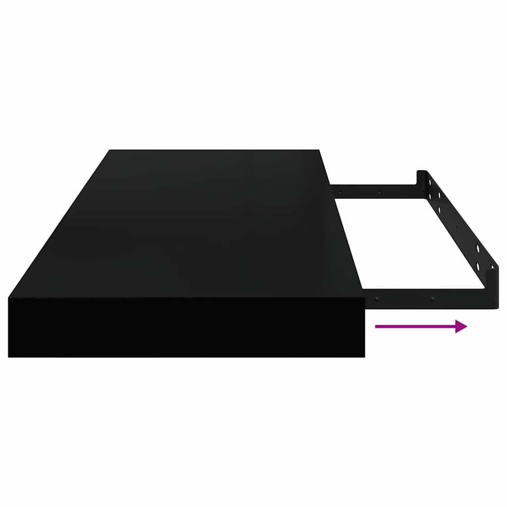 Floating Wall Shelves 4 pcs High Gloss Black 60x23,5x3,8 cm MDF