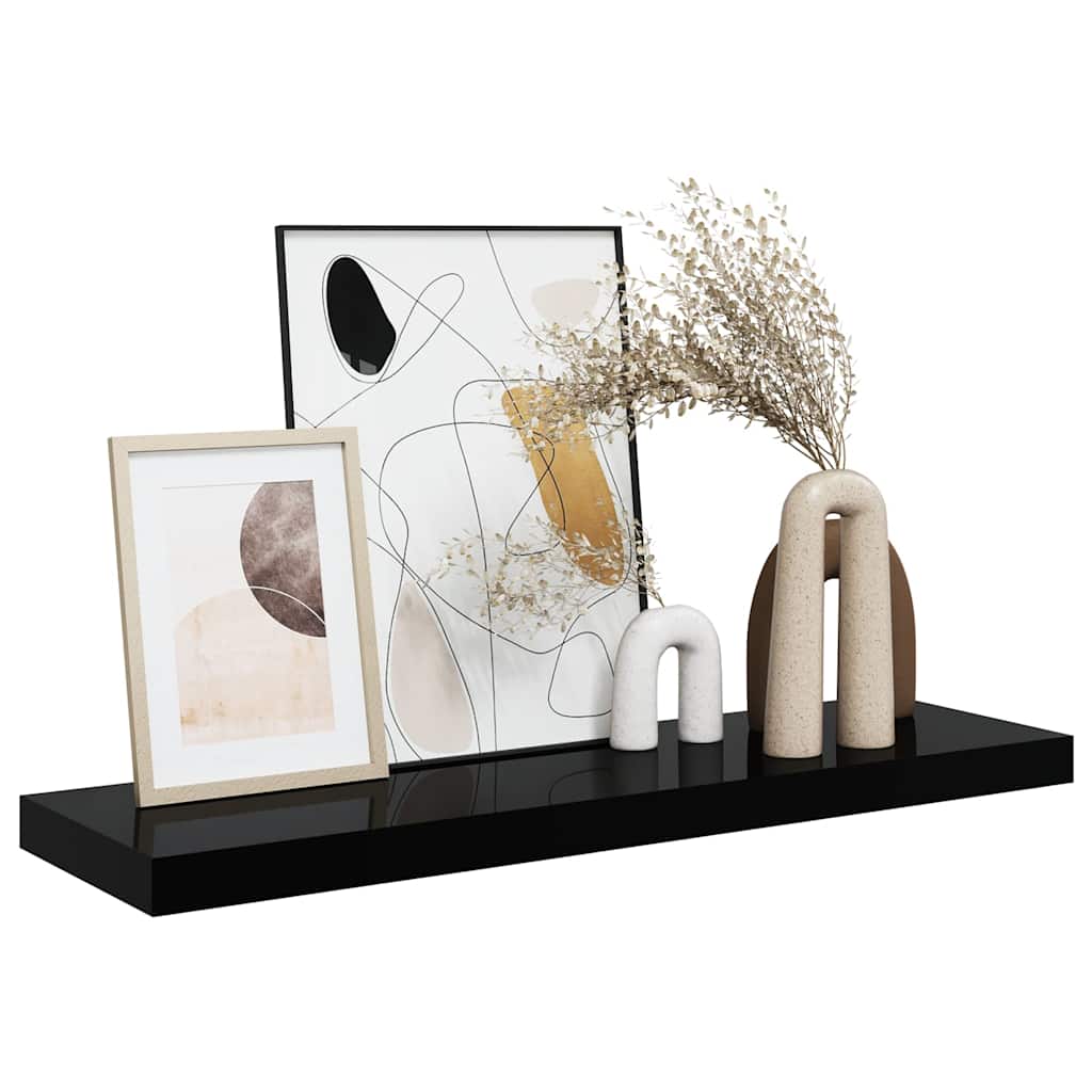 Floating Wall Shelf High Gloss Black 80x23,5x3,8 cm MDF