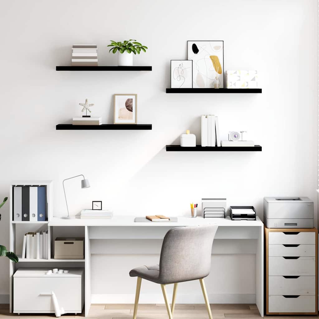 323774 vidaXL Floating Wall Shelves 4 pcs High Gloss Black 80x23,5x3,8 cm MDF