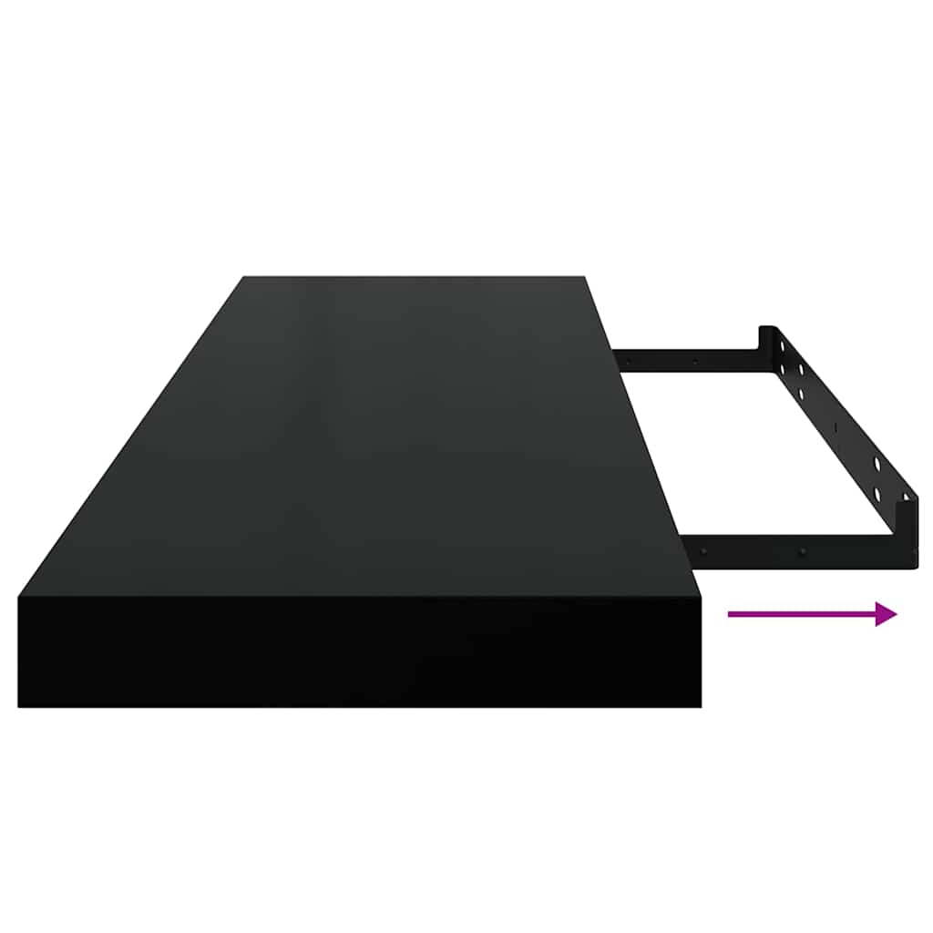 323774 vidaXL Floating Wall Shelves 4 pcs High Gloss Black 80x23,5x3,8 cm MDF