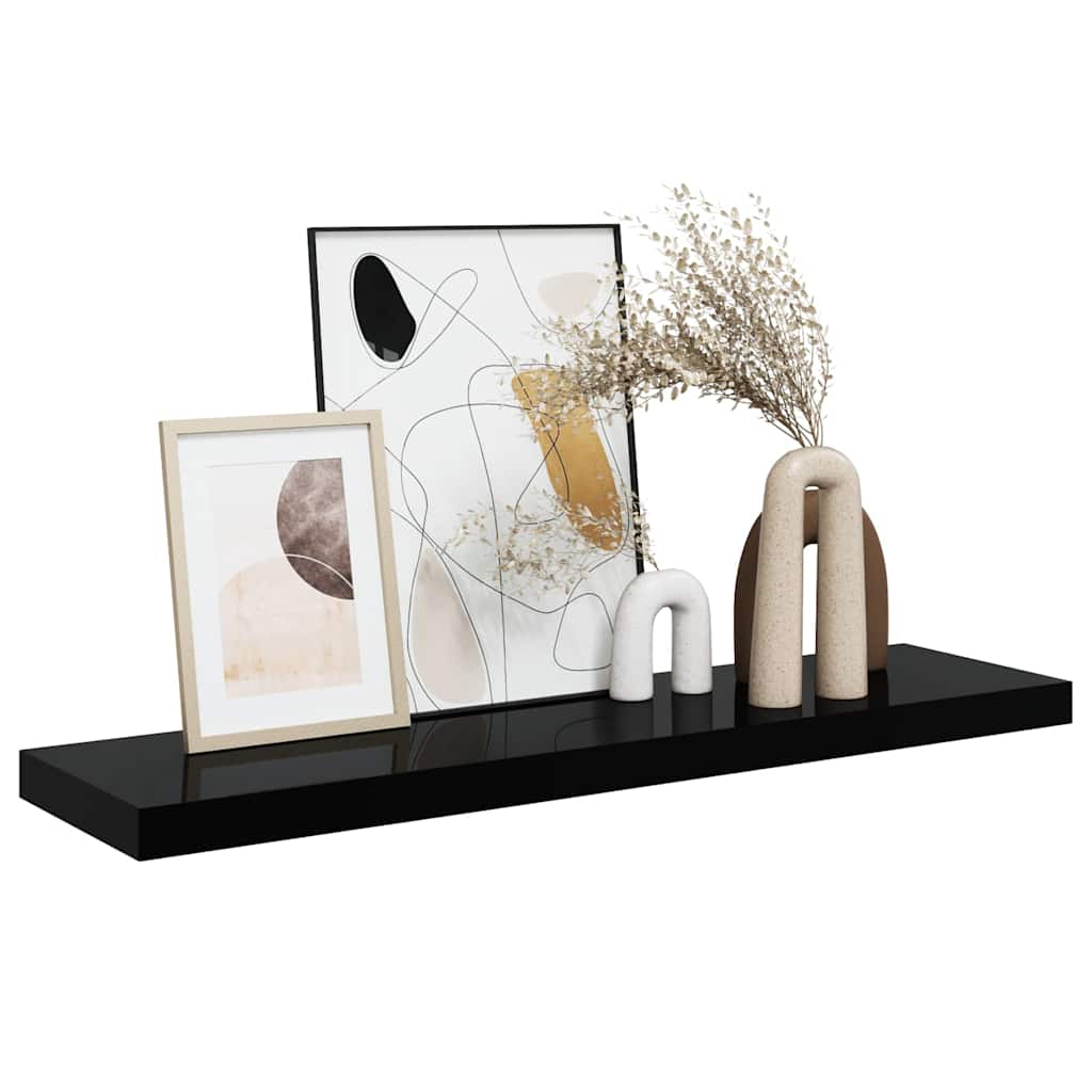 323775 vidaXL Floating Wall Shelf High Gloss Black 90x23,5x3,8 cm MDF