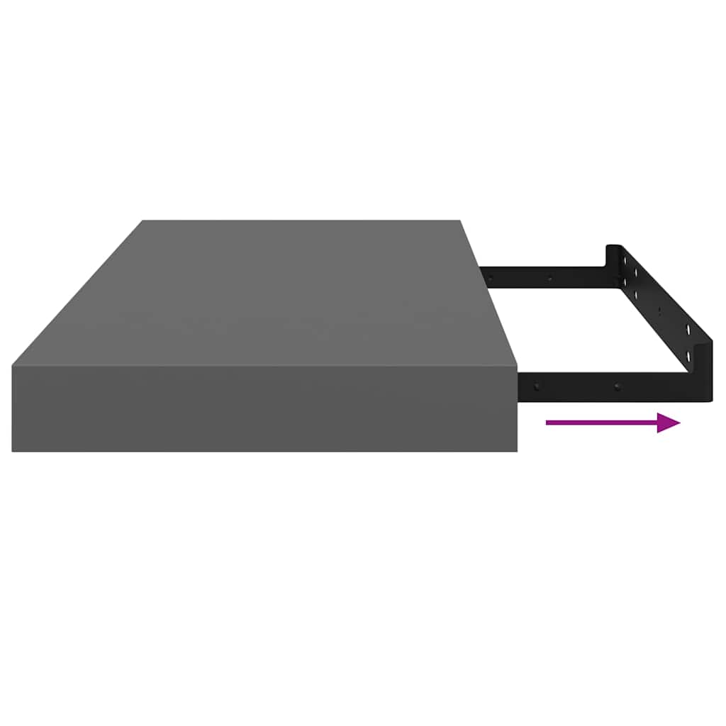 Floating Wall Shelves 2 pcs High Gloss Grey 50x23.5x3.8 cm MDF
