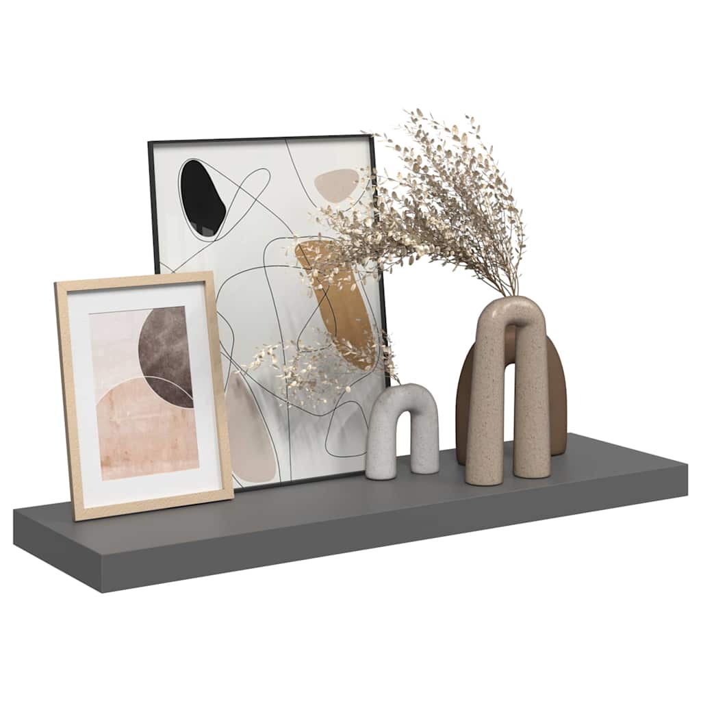 323793 vidaXL Floating Wall Shelf High Gloss Grey 80x23,5x3,8 cm MDF