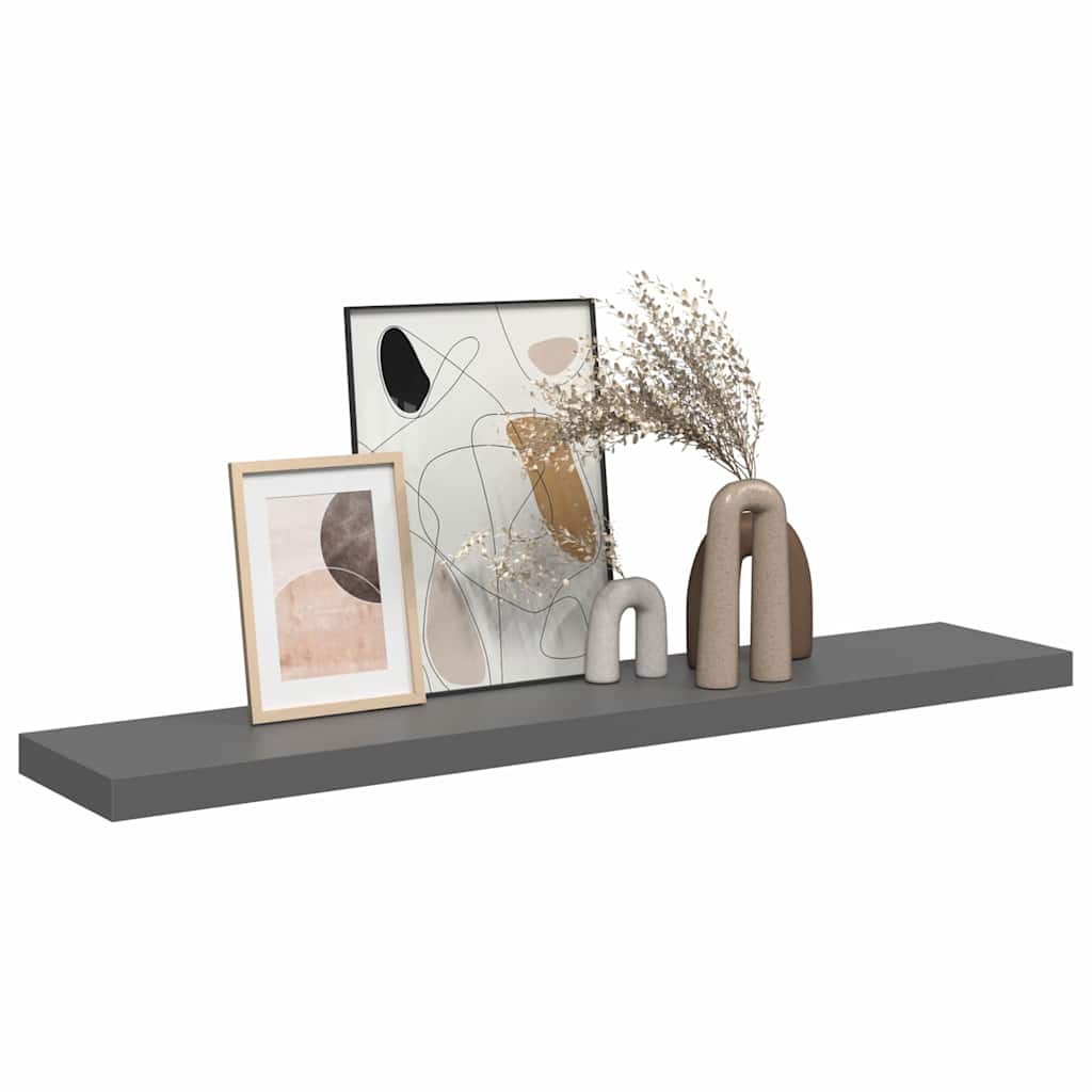323799 vidaXL Floating Wall Shelf High Gloss Grey 120x23,5x3,8 cm MDF
